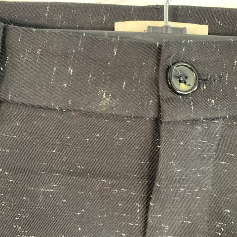 STUDIO NICHOLSON Size S Bridges Black White Slubby Cotton Twill Pleated Wide Leg Casual Pants