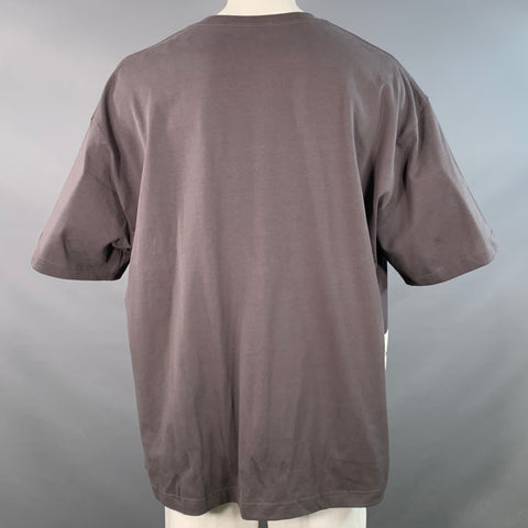 PLEASURES Size XXL Charcoal Grey Blue White Graphic Cotton Crew-Neck T-shirt