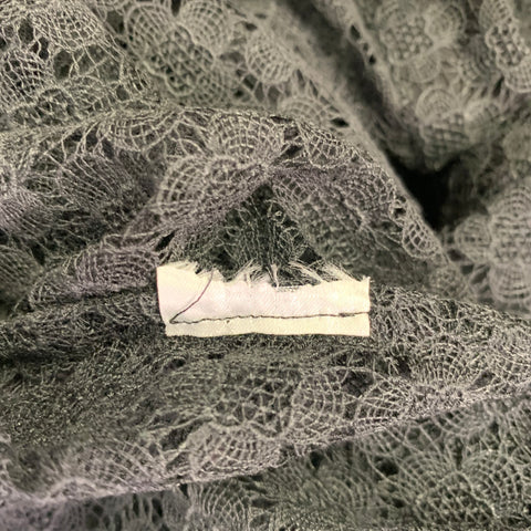 CASABLANCA Size L Black Lace Hidden Placket Short Sleeve Shirt