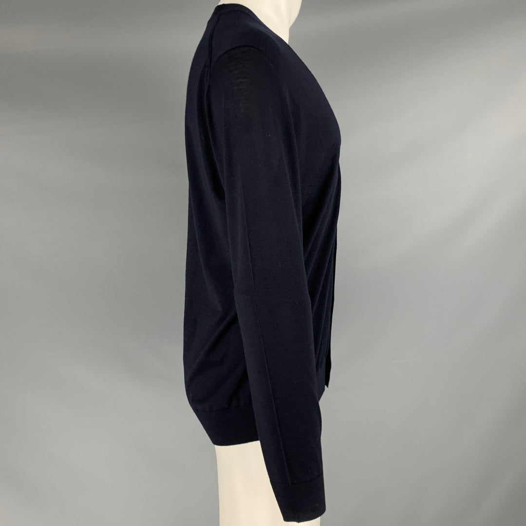 PRADA Size M Navy Knit Wool Buttoned Cardigan