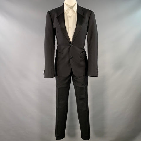 BURBERRY PRORSUM Size 36 Black Wool Mohair Silk Notch Lapel Suit