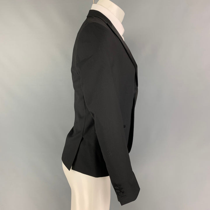 THE KOOPLES Size 36 Black Wool Tuxedo Sport Coat
