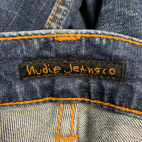 NUDIE JEANS Size 32 Tight Terry Blue Washed Cotton Blend Jeans