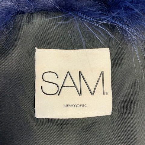 SAM Size M Navy Fox Fur Zip Up Vest