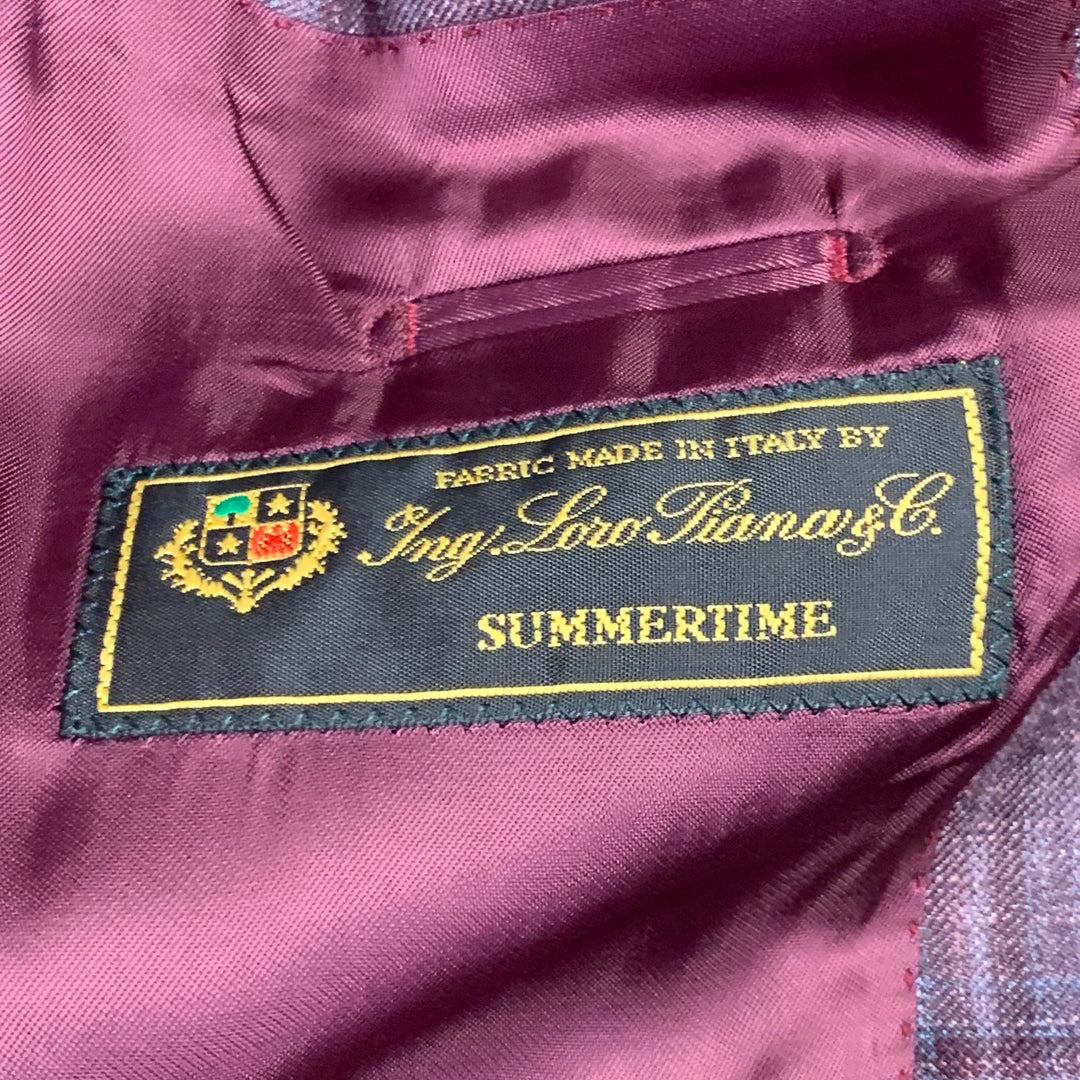 FASHION CLINIC Size 40 Red Grey Plaid Viscose Sport Coat