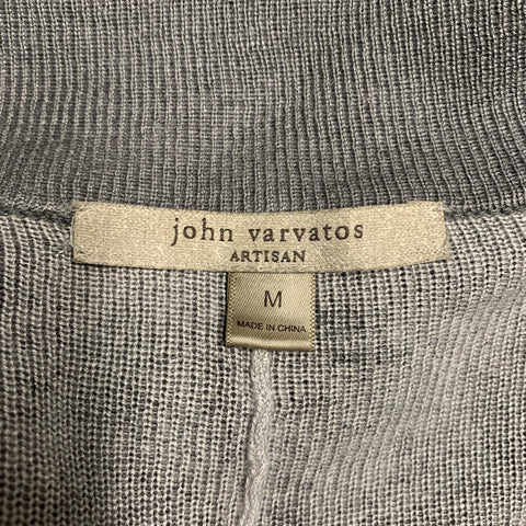 JOHN VARVATOS Size M Grey Silk Cashmere 2 Pockets Cardigan