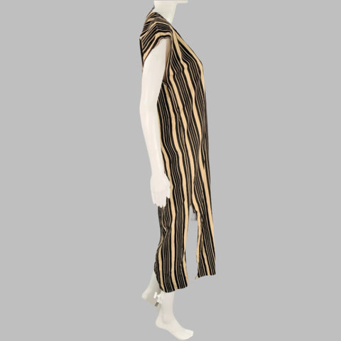 MARIA CORNEJO Size XS Black Beige Viscose Blend Stripe Tunic Long Dress