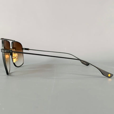DITA ALKAMX Black Gold Metal Aviator Sunglasses
