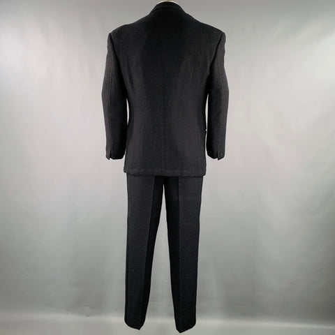 GIANNI VERSACE Smoking croisé en laine et soie bicolore noir Taille 42