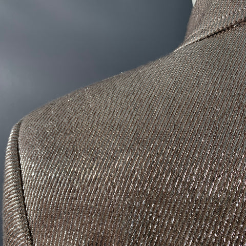 TOCCIN(NY) Size 4 Rose Silver Metallic Twill Double Breasted Jacket Blazer