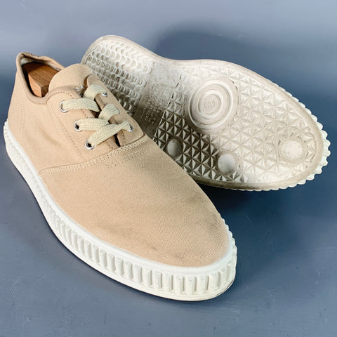 MAISON MARGIELA Size 7 Beige White Canvas Low Top Sneakers