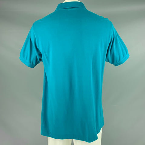 LACOSTE Size XL Aqua Cotton Buttoned Polo