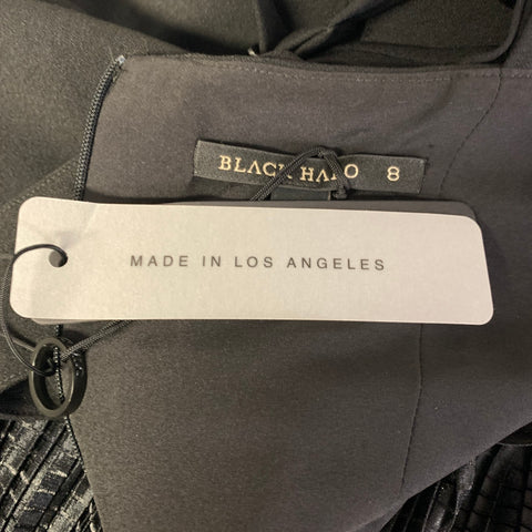 BLACK HALO Size 8 Black Geometric Skirt Cocktail Dress