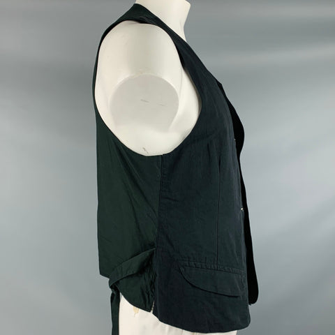 KLASICA Size XL Black Linen Blend Single Breasted Vest