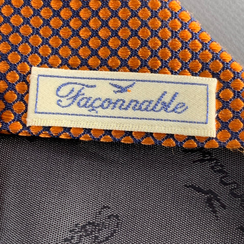 FACONNABLE Orange Black Dots Silk Tie
