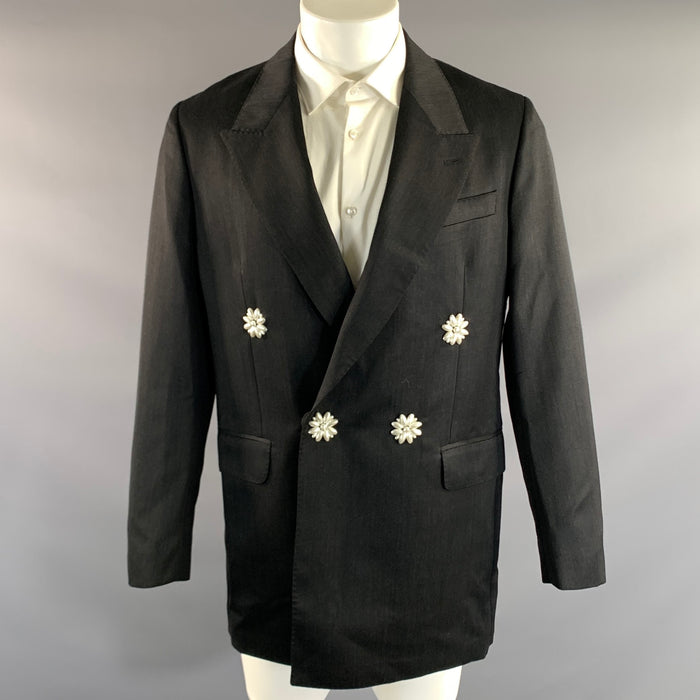 SIMONE ROCHA Chest Size S Grey Charcoal Wool Polyamide Peak Lapel Sport Coat
