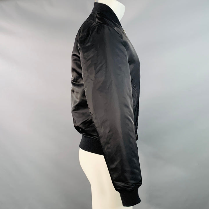 JOHN ELLIOTT Bogota II Size S Black Nylon Zip Up Bomber Jacket