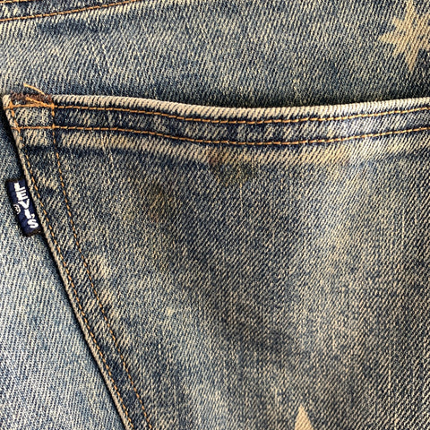 LEVI'S Size 32 Navy Light Blue Patchwork Cotton Straight Jeans