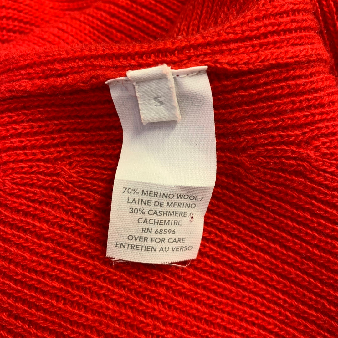 DONNA KARAN Size S Red Merino Wool Cashmere Long Cardigan