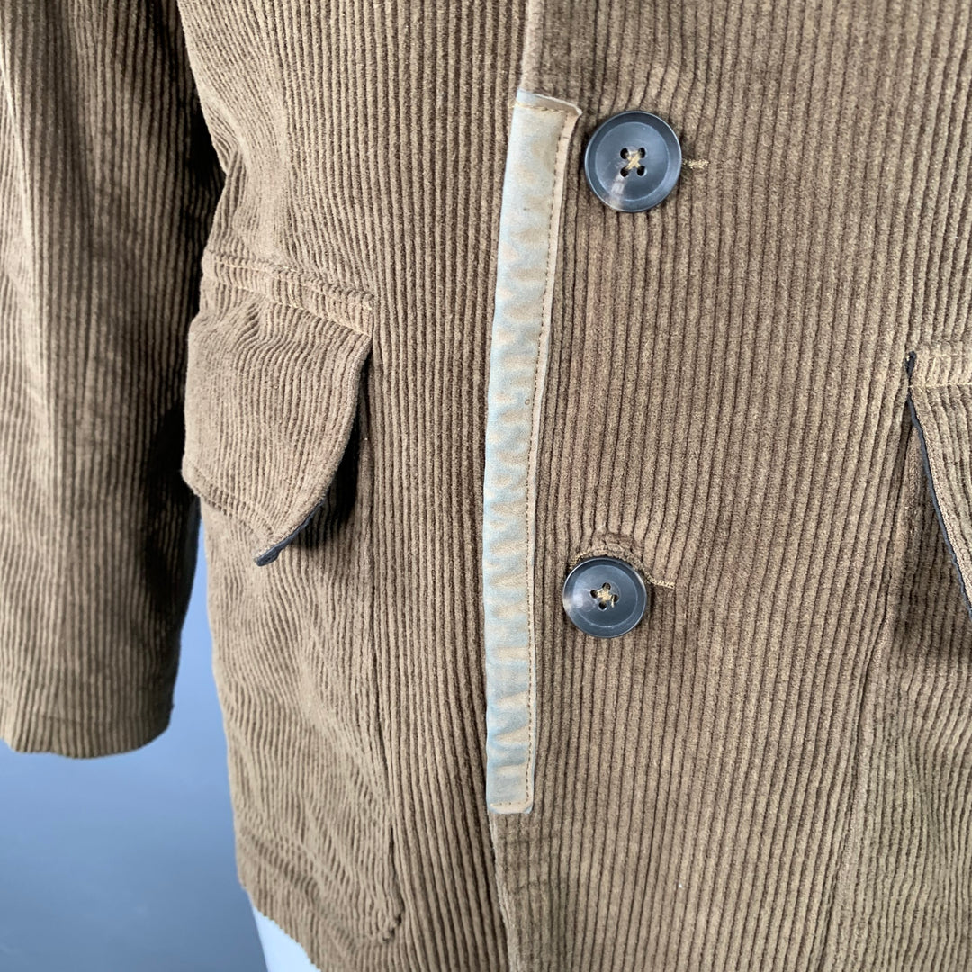 RRL by RALPH LAUREN Size XL Brown Corduroy Cotton Suede Trim Notch Lapel Jacket