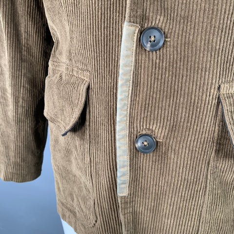 RRL by RALPH LAUREN Size XL Brown Corduroy Cotton Suede Trim Notch Lapel Jacket
