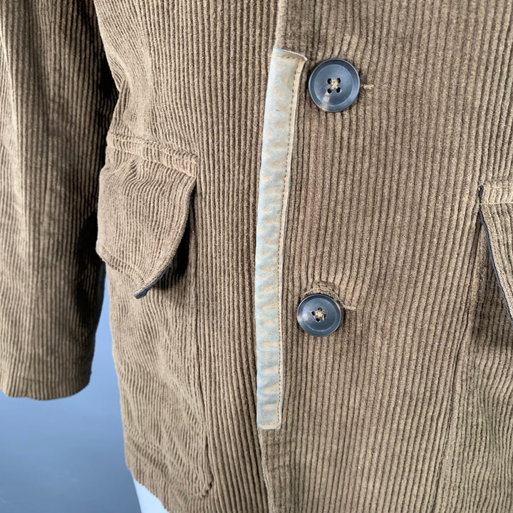 RRL by RALPH LAUREN Size XL Brown Corduroy Cotton Suede Trim Notch Lapel Jacket