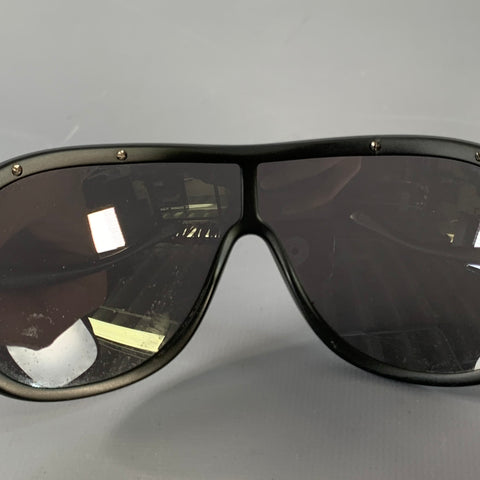TOM FORD Farrah Black Silver Acetate Shield Sunglasses