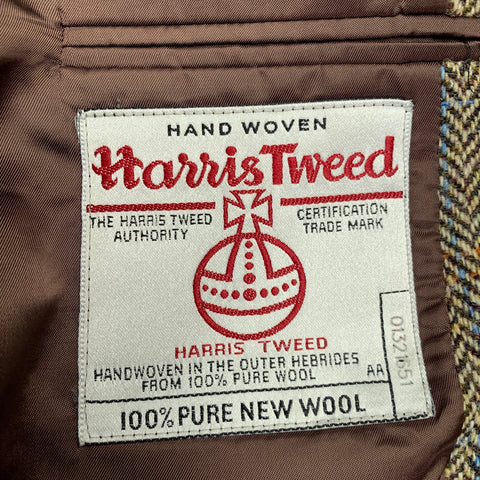 O'CONNELL'S Size 42 Long Brown Beige Herringbone Wool Sport Coat