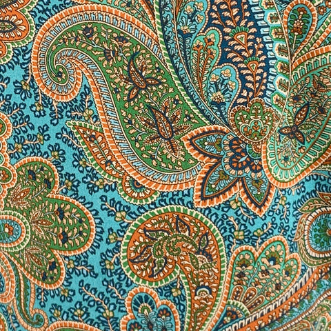 ETRO Size S Blue Orange Paisley Cotton Crew Neck T-shirt