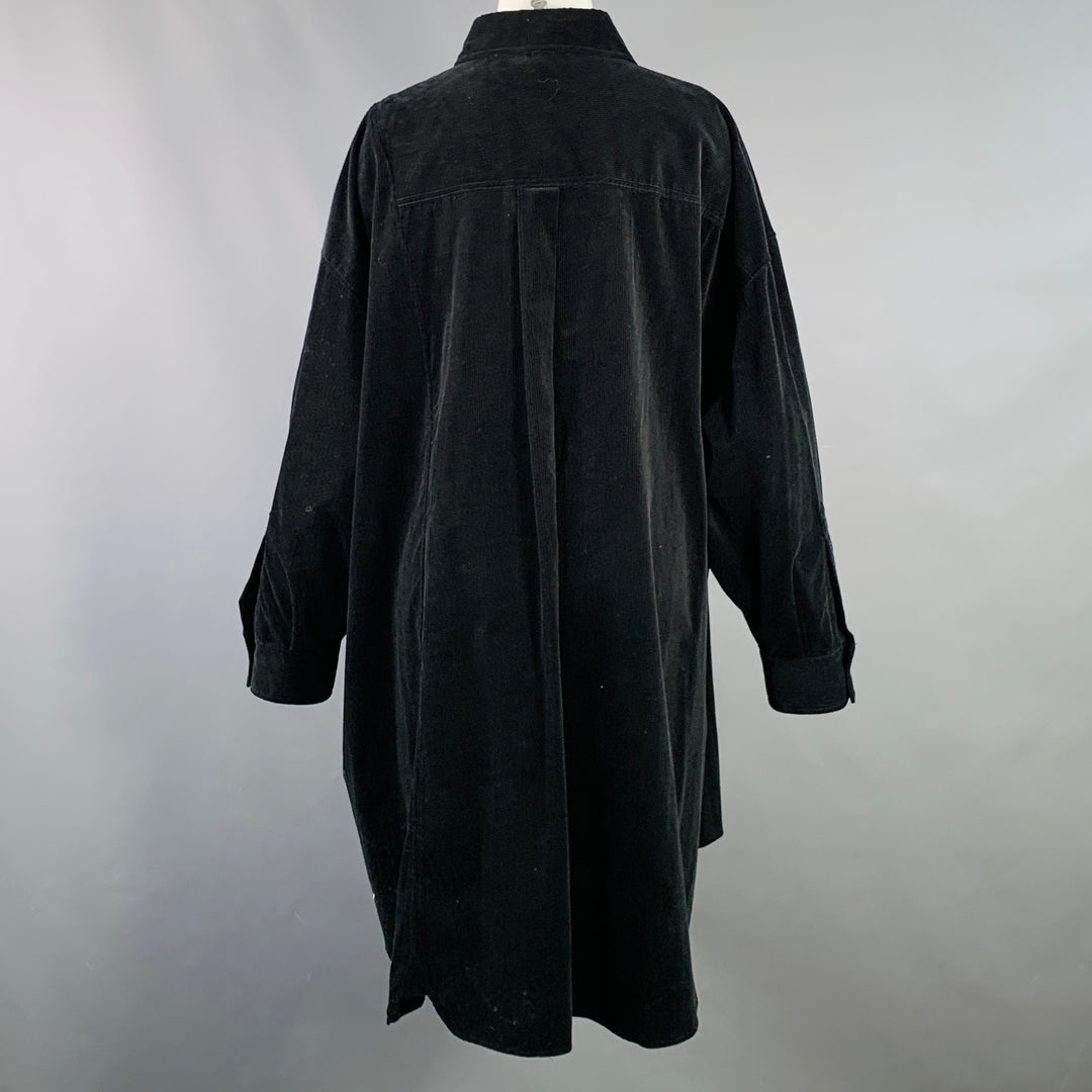 CHRISTIAN DADA Size XS Black Cotton Corduroy Oversized Longline Snaps Shirt