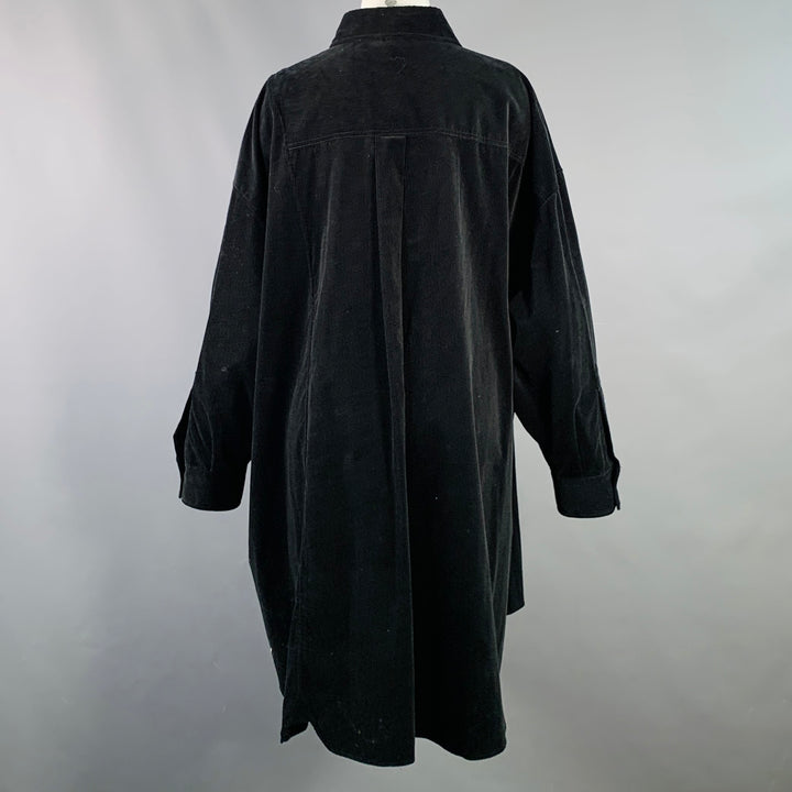 CHRISTIAN DADA Size XS Black Cotton Corduroy Oversized Longline Snaps Shirt