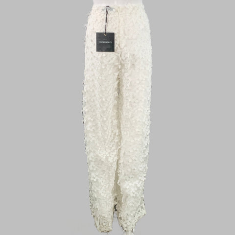 CYNTHIA ROWLEY Size M White Polyester Lace Peak Lapel Pantsuit