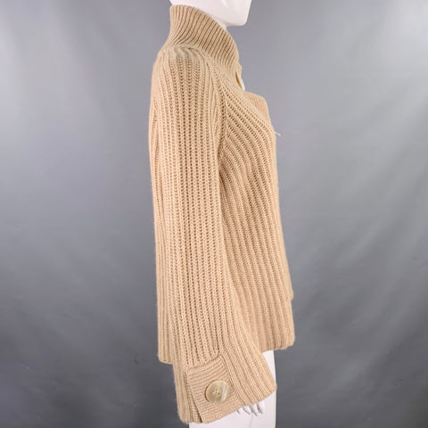 BRUNELLO CUCINELLI Size M Beige Camel Cashmere Wide Sleeves Cardigan