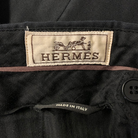 HERMES Size 34 Black Cotton Straight Dress Pants