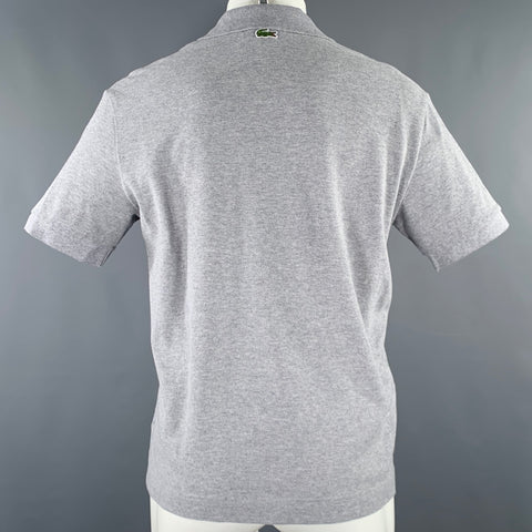 LACOSTE Size M Grey Cotton Loose Fit Large Patch Polo