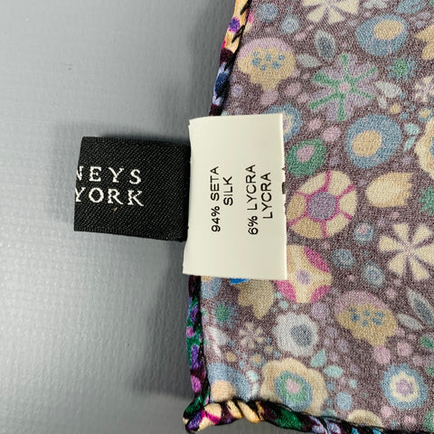 BARNEY'S NEW YORK Multi Color Floral Silk Blend Satin Pocket Square