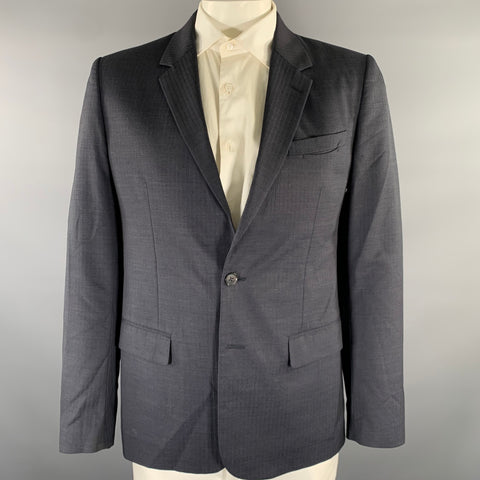 MAISON MARGIELA Size 42  Charcoal Navy Pinstripe Wool Notch Lapel Sport Coat