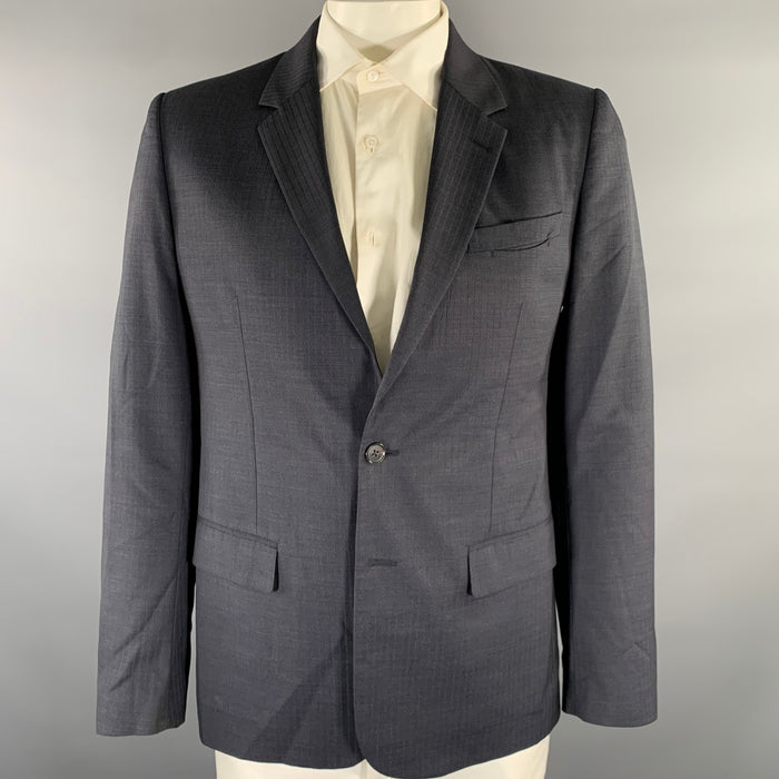 MAISON MARGIELA Size 42  Charcoal Navy Pinstripe Wool Notch Lapel Sport Coat