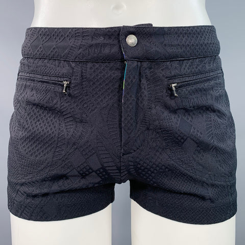 MR TURK Size 30 Black Nylon Blend Textured Mesh Swim Trunks
