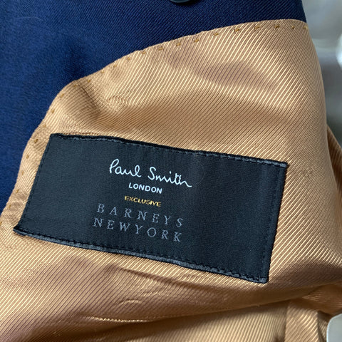 PAUL SMITH Chest Size 40 Blue Navy Color Block Wool Notch Lapel Sport Coat