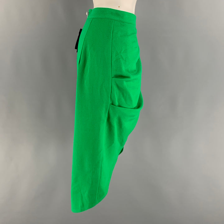 SERGIO HUDSON Size 6 Green Wool Pleated Pencil Skirt
