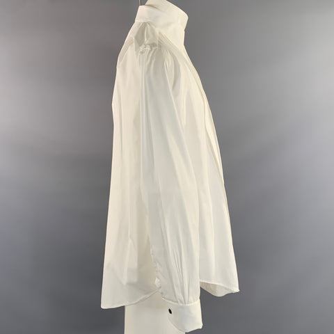 BROOKS BROTHERS Size M White Pleated Cotton French Cuff Long Sleeve Shirt