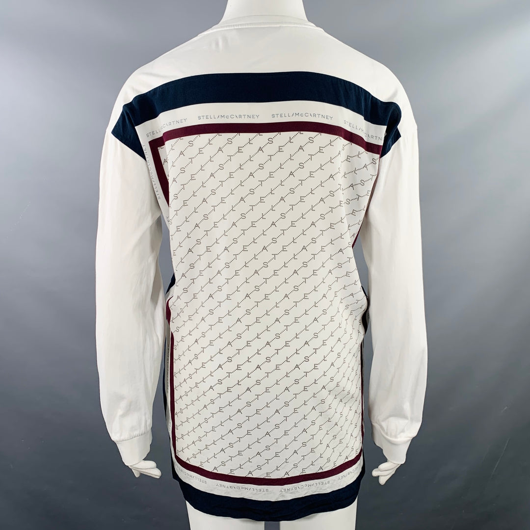 STELLA McCARTNEY Size L White Burgundy Navy Cotton Logo Pullover
