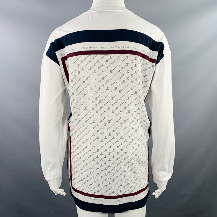 STELLA McCARTNEY Size L White Burgundy Navy Cotton Logo Pullover
