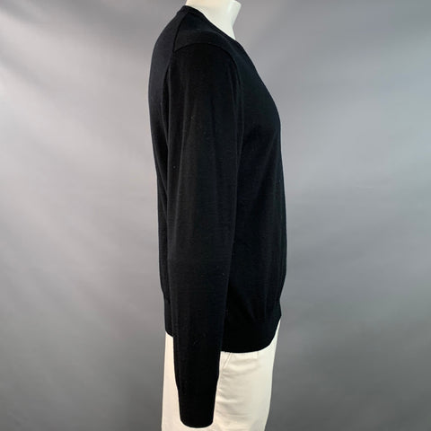 MR TURK Size XL Black Red Wool Heart V-Neck Pullover
