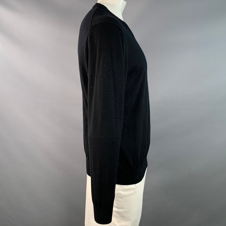 MR TURK Size XL Black Red Wool Heart V-Neck Pullover