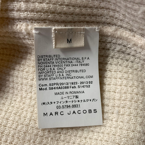 MARC JACOBS Size M Cream Beige S84HA0388 S14752 Waffle Knit Cashmere Sweater