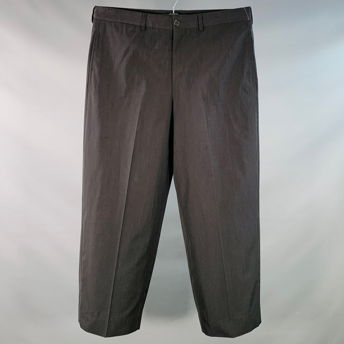 GIORGIO ARMANI Size L Black Wool Silk Blend Flat Front Tapered Dress Pants