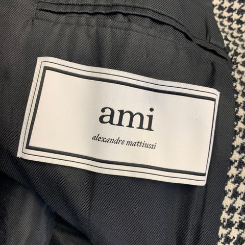 AMI by ALEXANDRE MATTIUSSI Size 38 Black White Houndstooth Wool Coat