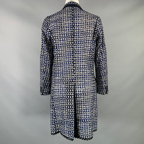 SACAI LUCK Size M Blue Black White Embroidered Eyelet Coat